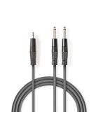 Nedis COTH23200GY30 félprofi audio kábel, 3,5mm sztero jack dugó - 2 x 6,35mm mono jack dugó, 3m, rugalmas