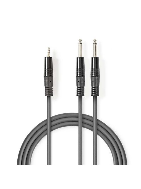 Nedis COTH23200GY30 félprofi audio kábel, 3,5mm sztero jack dugó - 2 x 6,35mm mono jack dugó, 3m, rugalmas