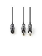 Nedis COTH23200GY30 félprofi audio kábel, 3,5mm sztero jack dugó - 2 x 6,35mm mono jack dugó, 3m, rugalmas