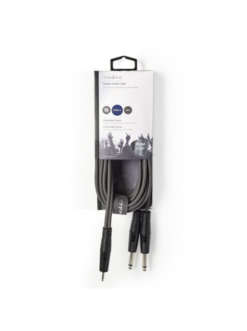 Nedis COTH23200GY30 félprofi audio kábel, 3,5mm sztero jack dugó - 2 x 6,35mm mono jack dugó, 3m, rugalmas