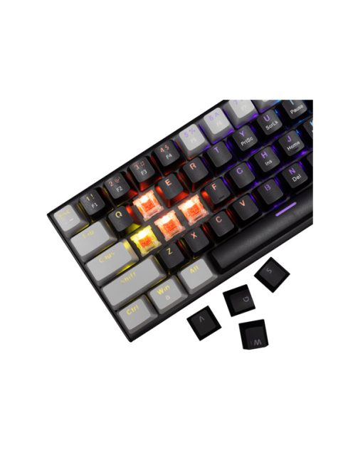WHITE SHARK WAKIZASHI-2/B-G/R-HU, GK-002113V2/B-G/R-HU fekete/szürke magyar, mechanikus gamer billentyűzet, piros kapcs.