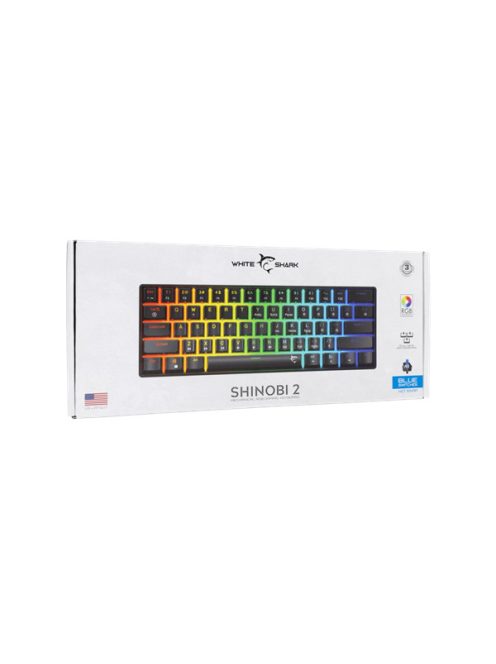 WHITE SHARK GK-004121B/BL-US SHINOBI-2/B-BL-US mech. bill. 61 kék gomb,fekete,angol