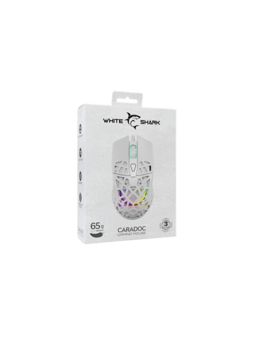 WHITE SHARK GM-5018W CARADOC-B 7D / 7200 dpi fehér RGB gamer egér