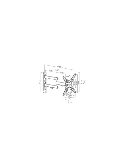 SBOX LCD-223-2 FALI KONZOL,13-43, (33-109cm dönthető,forgatható,200X200MM