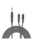 Nedis COTH23300GY15 félprofi XLR audio kábel, 6,35mm sztereo jack dugó - 2x RCA dugó, 1,5m