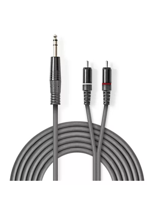 Nedis COTH23300GY15 félprofi XLR audio kábel, 6,35mm sztereo jack dugó - 2x RCA dugó, 1,5m