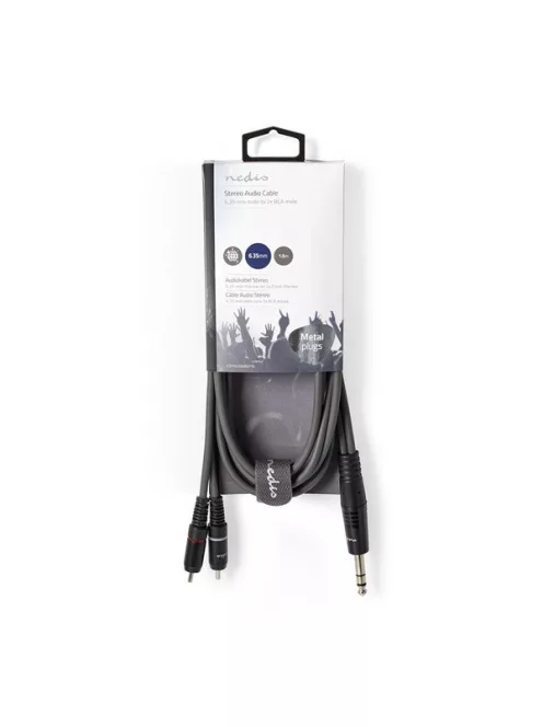 Nedis COTH23300GY15 félprofi XLR audio kábel, 6,35mm sztereo jack dugó - 2x RCA dugó, 1,5m