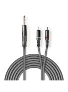 Nedis COTH23300GY30 félprofi XLR audio kábel, 6,35mm sztereo jack dugó - 2x RCA dugó, 3m