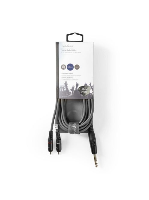 Nedis COTH23300GY30 félprofi XLR audio kábel, 6,35mm sztereo jack dugó - 2x RCA dugó, 3m