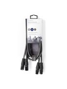 Nedis COTH15030GY15 félprofi XLR audio kábel, 2 x XLR 3p dugó - 2 x XLR 3p aljzat, 1.5m, rugalmas