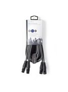 Nedis COTH15030GY30 félprofi XLR audio kábel, 2 x XLR 3p dugó - 2 x XLR 3p aljzat, 3m, rugalmas