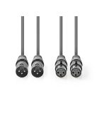 Nedis COTH15030GY50 félprofi XLR audio kábel, 2 x XLR 3p dugó - 2 x XLR 3p aljzat, 5m, rugalmas