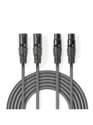 Nedis COTH15030GY50 félprofi XLR audio kábel, 2 x XLR 3p dugó - 2 x XLR 3p aljzat, 5m, rugalmas