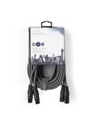 Nedis COTH15030GY50 félprofi XLR audio kábel, 2 x XLR 3p dugó - 2 x XLR 3p aljzat, 5m, rugalmas