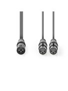Nedis COTH15025GY15 félprofi XLR audio kábel, XLR 3p dugó - 2 x XLR 3p aljzat, 1.5m, rugalmas