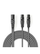 Nedis COTH15025GY15 félprofi XLR audio kábel, XLR 3p dugó - 2 x XLR 3p aljzat, 1.5m, rugalmas