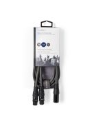 Nedis COTH15025GY15 félprofi XLR audio kábel, XLR 3p dugó - 2 x XLR 3p aljzat, 1.5m, rugalmas