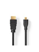 Nedis CVGB34700BK20 micro HDMI - HDMI kábel, 4K@30Hz, 10,2 Gbps, 2m