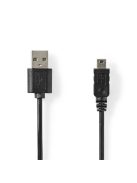 Nedis CCCGL60301BK20 USB mini 5p (mini USB)kábel, USB 2.0  USB-A dugó  USB mini 5p dugó, 480 Mbps. 2m
