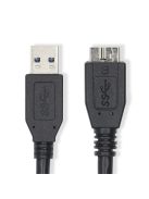 Nedis CCGL61500BK10 USB3.2 - micro-B (micro B) kábel, 5 Gbps, 1m, (USB3.1, USB3.0, USB2.0)