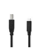 Nedis CCGL60650BK10 USB-C dugó - USB- B dugó (USB C - USB B) kábel, 480 Mbps, 1m