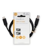 Nedis CCGL60650BK10 USB-C dugó - USB- B dugó (USB C - USB B) kábel, 480 Mbps, 1m