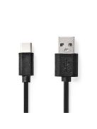 Nedis CCGL60600BK20 USB A - USB C (USB-C) kábel, USB2.0, 15W, hossz 2m