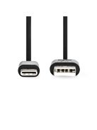 Nedis CCGL60600BK20 USB A - USB C (USB-C) kábel, USB2.0, 15W, hossz 2m
