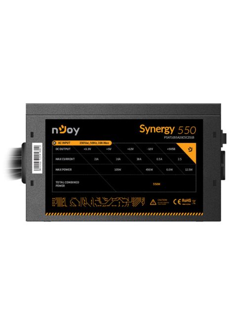 NJOY Tápegység Synergy 650W, 12cm, 20+4, Aktív PFC 80+ White