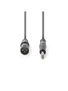 Nedis COTH15100GY30 félprofi audio kábel, 6,35mm sztereo jack dugó - 3p XLR dugó, hossz 3m, rugalmas