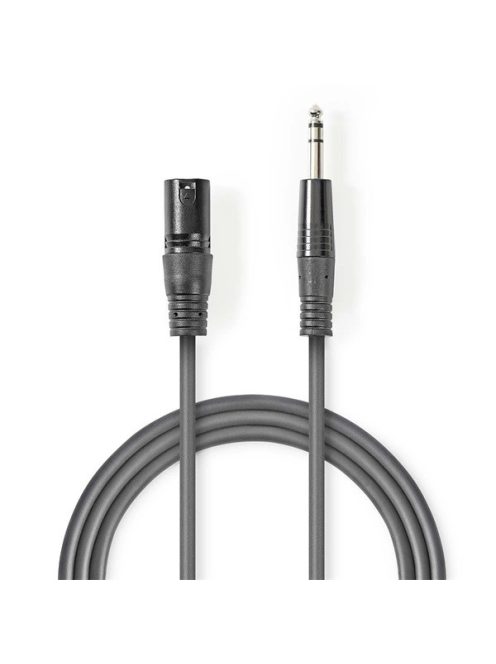 Nedis COTH15100GY30 félprofi audio kábel, 6,35mm sztereo jack dugó - 3p XLR dugó, hossz 3m, rugalmas