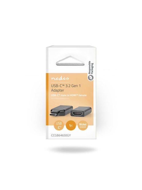 Nedis CCGB64650GY USC 3.2 Gen 1, USB-C (USB C) - HDMI kimenet átalakító adapter, 4K@60Hz