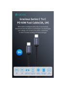 Devia Gracious Series 60W PD Type-C/Type-C adat- és töltőkábel 1m - fekete