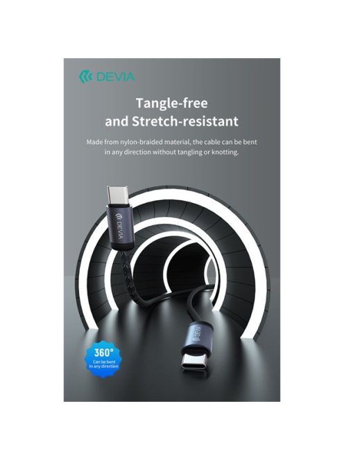 Devia Gracious Series 60W PD Type-C/Type-C adat- és töltőkábel 1m - fekete