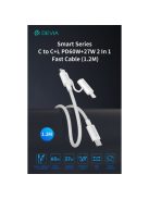 Devia Smart Series 60W+27W PD Type-C/Type-C + Lightning adat- és töltőkábel 1.2m- fehér