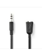 Nedis CAGB22100BK02 sztereo audio kábel, 3,5 mm sztereo jack dugó - 2x 3,5 mm jack aljzat, 0,20m