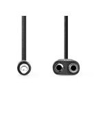 Nedis CAGB22100BK02 sztereo audio kábel, 3,5 mm sztereo jack dugó - 2x 3,5 mm jack aljzat, 0,20m