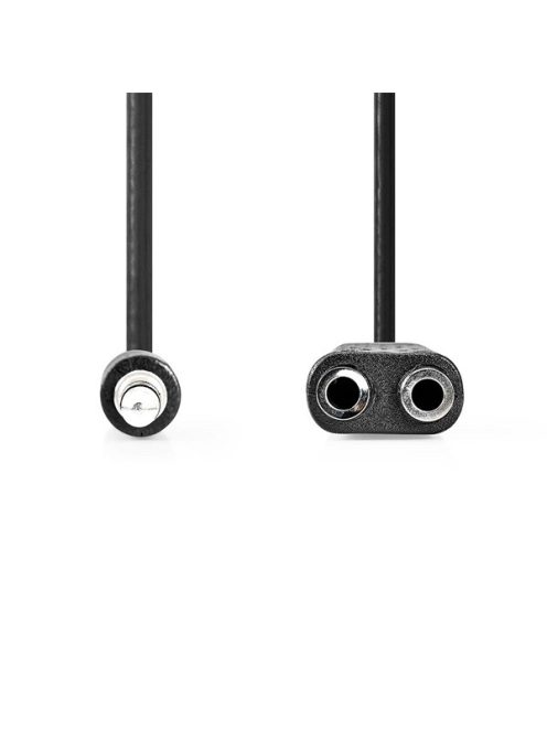 Nedis CAGB22100BK02 sztereo audio kábel, 3,5 mm sztereo jack dugó - 2x 3,5 mm jack aljzat, 0,20m