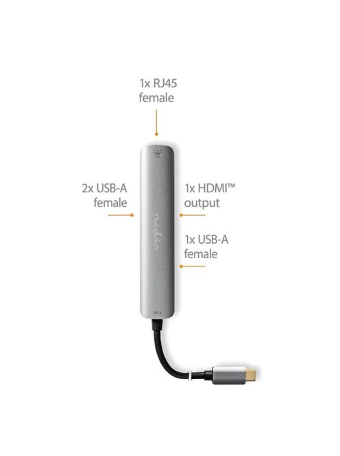 Nedis CCBW64210AT02 USB-C (USB C) dugó - 3x USB, HDMI, RJ45, 5 Gbps