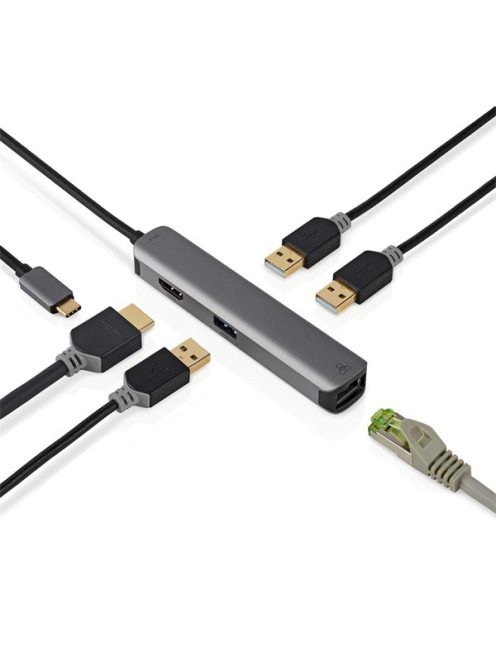 Nedis CCBW64210AT02 USB-C (USB C) dugó - 3x USB, HDMI, RJ45, 5 Gbps
