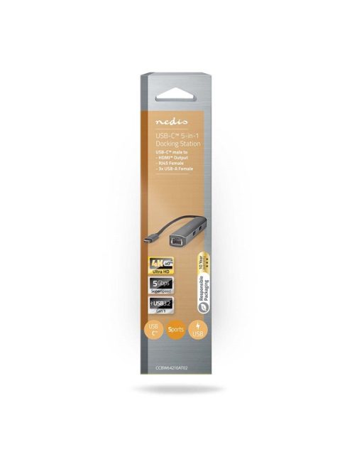 Nedis CCBW64210AT02 USB-C (USB C) dugó - 3x USB, HDMI, RJ45, 5 Gbps