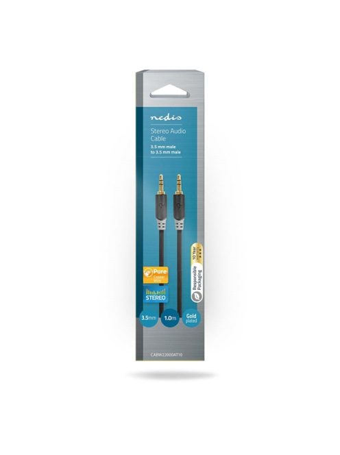 Nedis CABW22000AT10 sztereo audió kábel 3,5mm sztereo jack dugó - dugó,  aranyozott,  1 m
