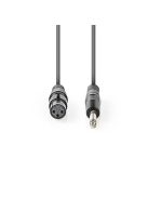 Nedis COTH15120GY15 félprofi audio kábel, 6,35mm mono jack dugó - 3p XLR aljzat, hossz 1,5m, rugalmas