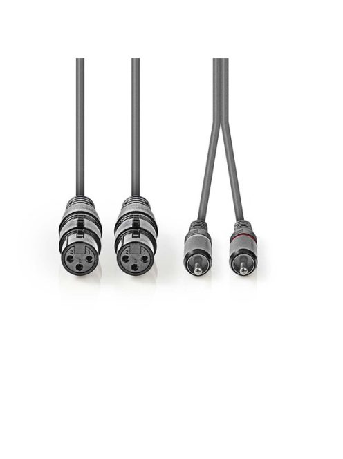 Nedis COTH15230GY30 félprofi audio kábel, 2x XLR aljzat - 2x RCA dugó, 3m