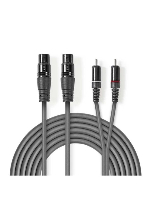 Nedis COTH15230GY30 félprofi audio kábel, 2x XLR aljzat - 2x RCA dugó, 3m