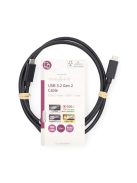 Nedis CCGL64020BK10 USB C - USB C (USB-C) kábel, USB 3.2 Gen 2, 100W, hossz 1m