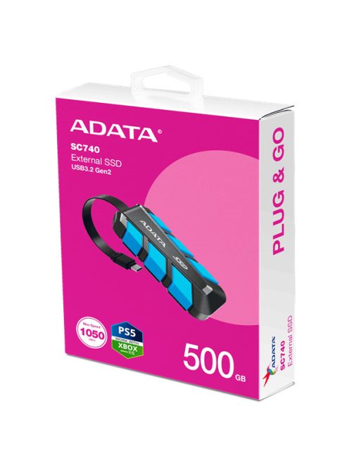 ADATA SSD Külső USB 3.2 500GB SC740, Kék
