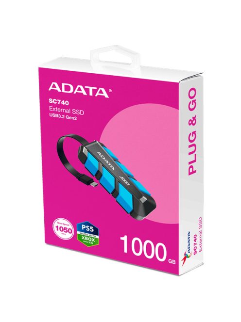 ADATA SSD Külső USB 3.2 1TB SC740, Kék