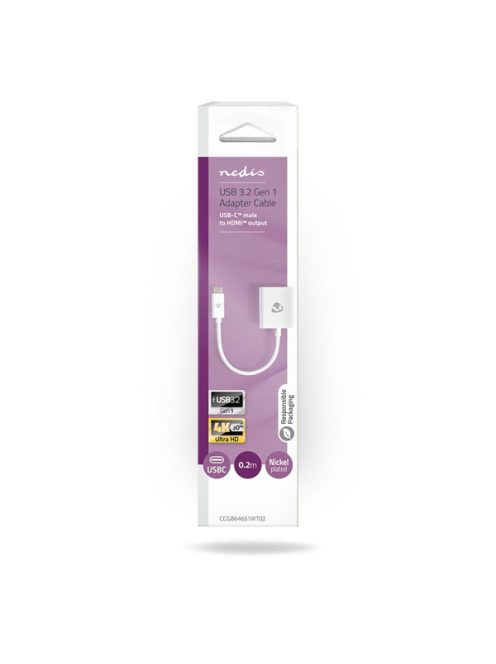 Nedis CCGB64651WT02 USB 3.2 Gen 1, USB-C (USB C) - HDMI 4K@30Hz, 0,20m