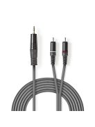 Nedis COTH22200GY15 félprofi audio kábel, 3,5mm sztero jack dugó - 2 x RCA dugó, 1.5m, rugalmas